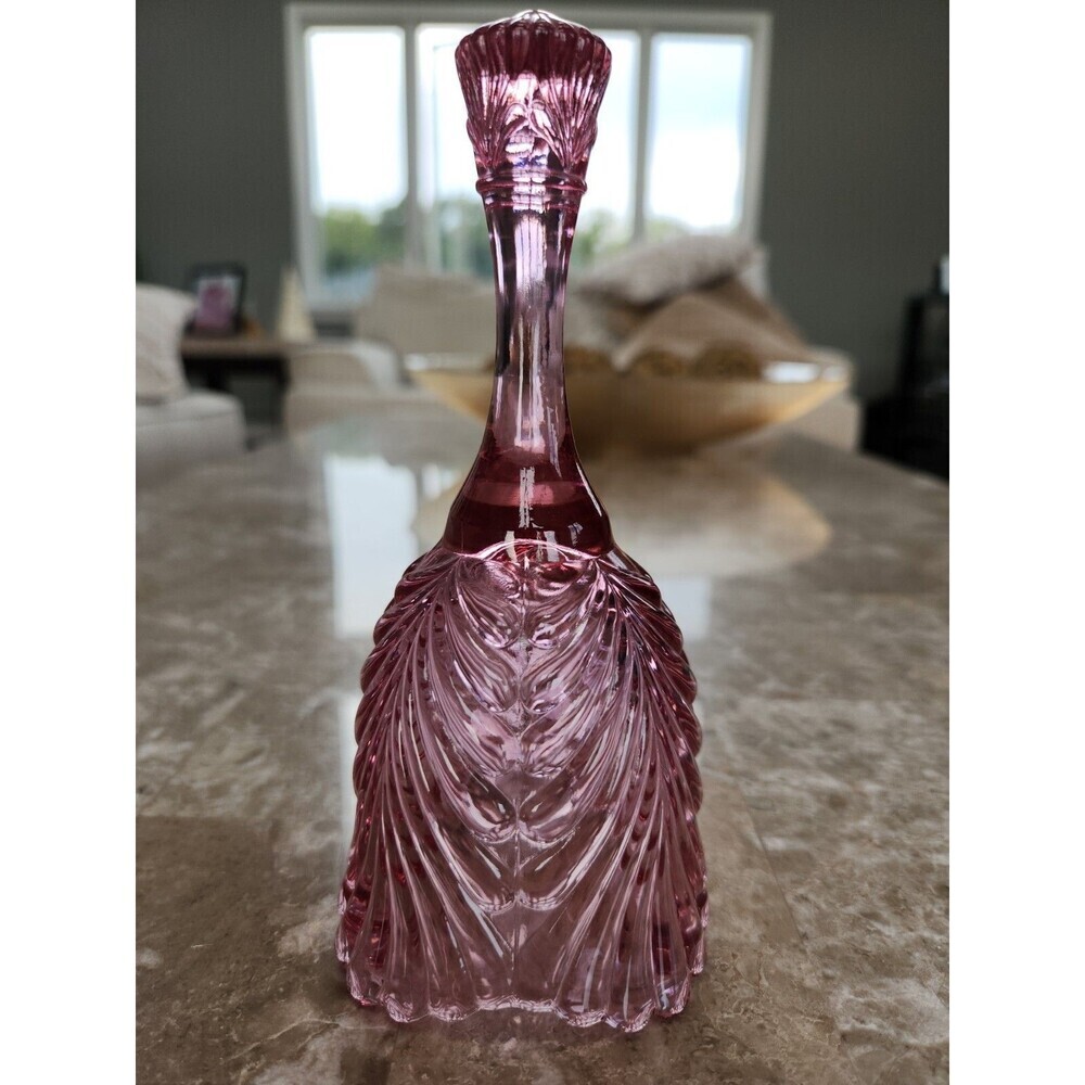 Fenton Dusty Rose Plume Pattern Bell, 6 1/2"